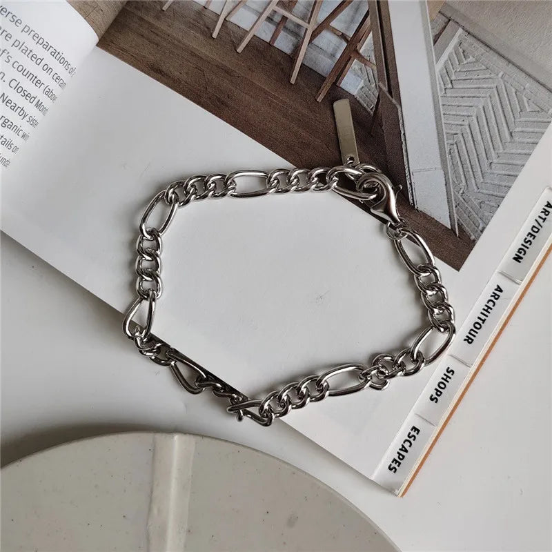 Women's 925 Sterling Silver Chic Thick Link Chain Bracelet - Lovez Aqua© - Silver