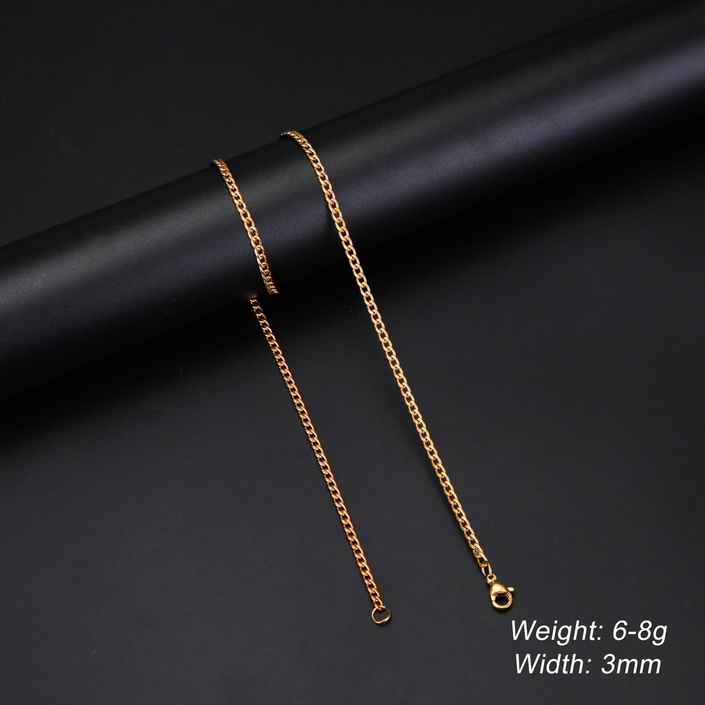 Men's Minimalist Chunky Basic Punk Stainless Steel Chain Necklace - Lovez Aqua© - Cuban Chain 3mm G / 50cm-20inches