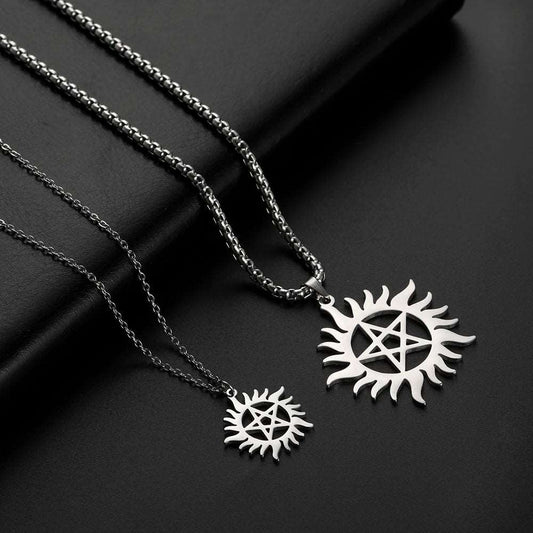 Supernatural Stainless Steel Shining Sun Pentagram Pendant Necklace - Supernatural -