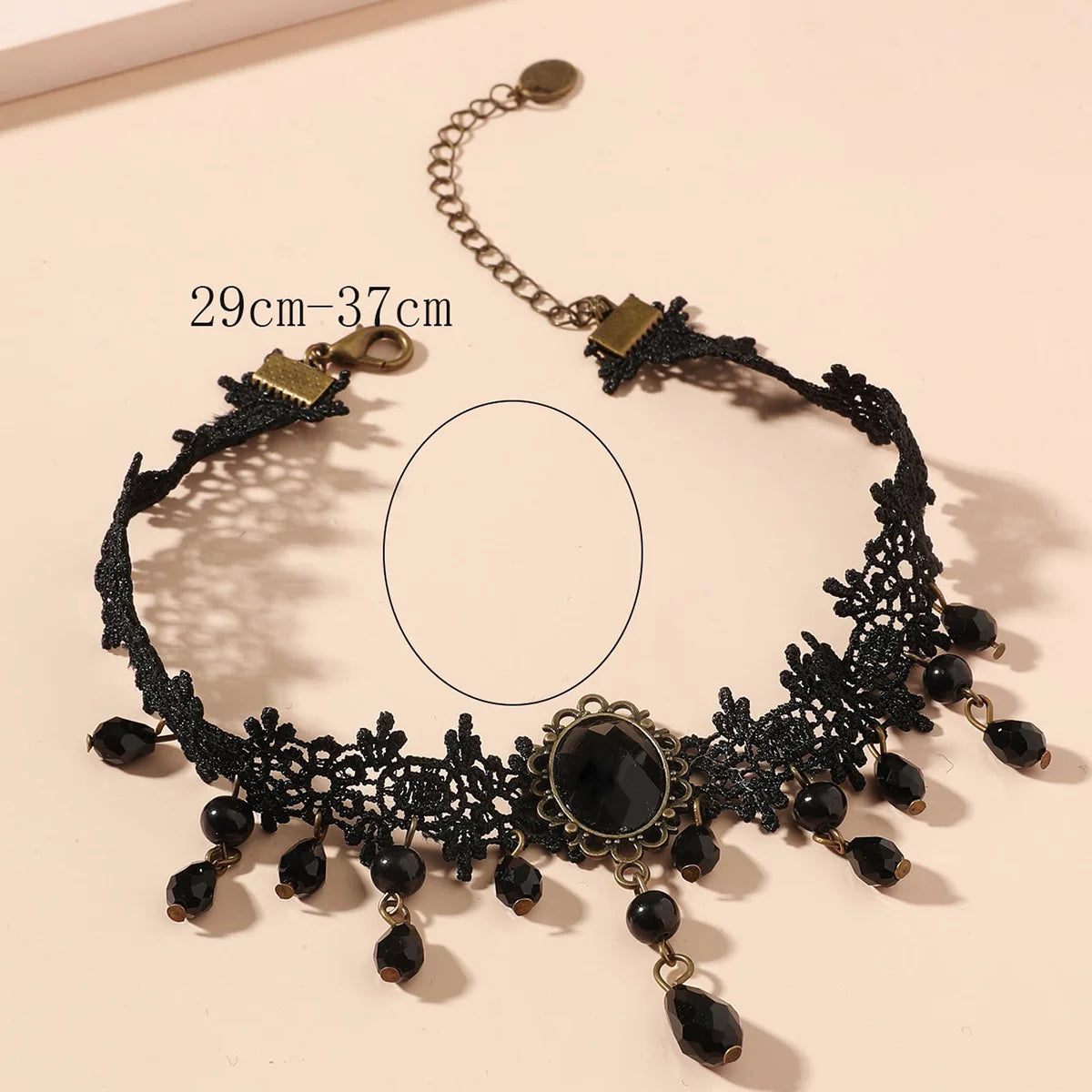 Women's Vintage Classic Gothic Black Lace Choker with Rhinestone Accents - Lovez Aqua© -