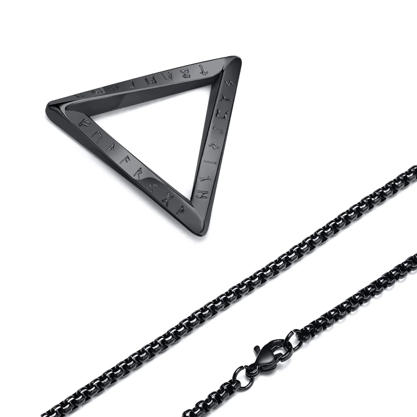 Men's Antique Twisted Norse Viking Triangle Pendant Necklace - Lovez Aqua© - 4 / 50cm