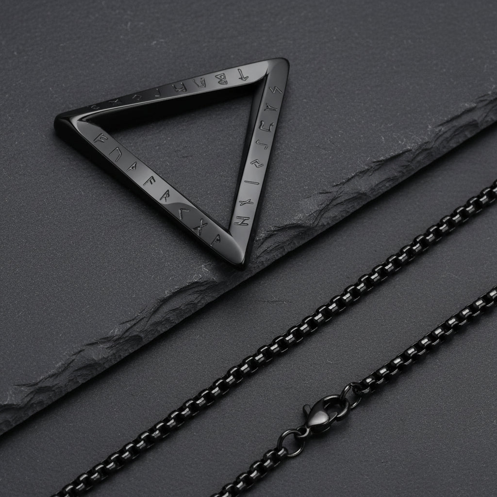 Men's Antique Twisted Norse Viking Triangle Pendant Necklace - Lovez Aqua© - 4 / 50cm