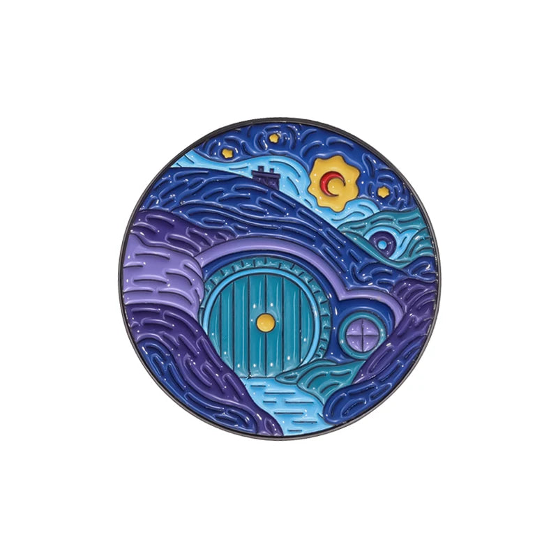 Lord of the Rings & The Hobbit Van Gogh Starry Sky Style Lapel Brooch - Lord of the Rings - Bilbo Baggins House