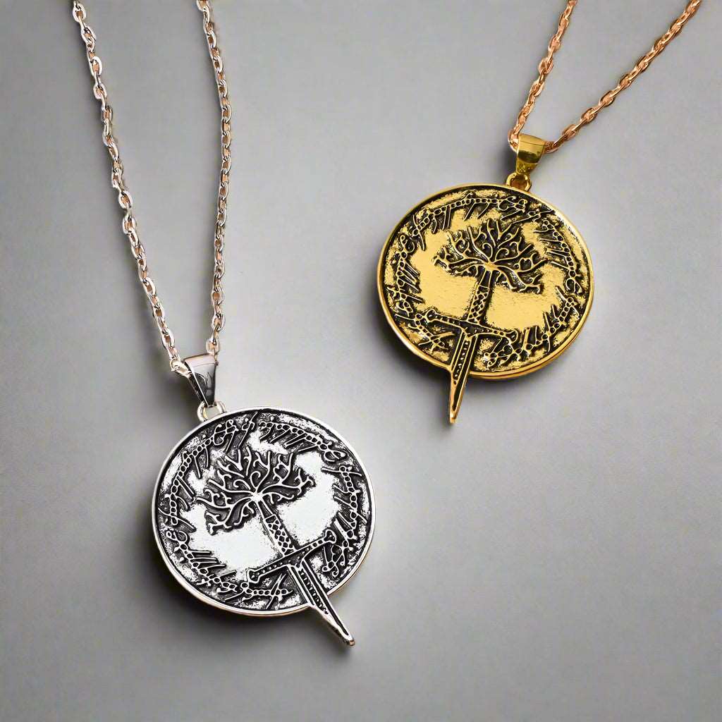 Lord of the Rings Tree of Gondor Narsil Broken Sword & The One Ring Necklace - Lord of the Rings -
