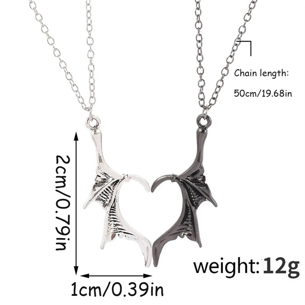 ACOTAR Feyre & Rhysand Illyrian Fae Bat Wings Couple Necklaces (2 Pcs) - ACOTAR -