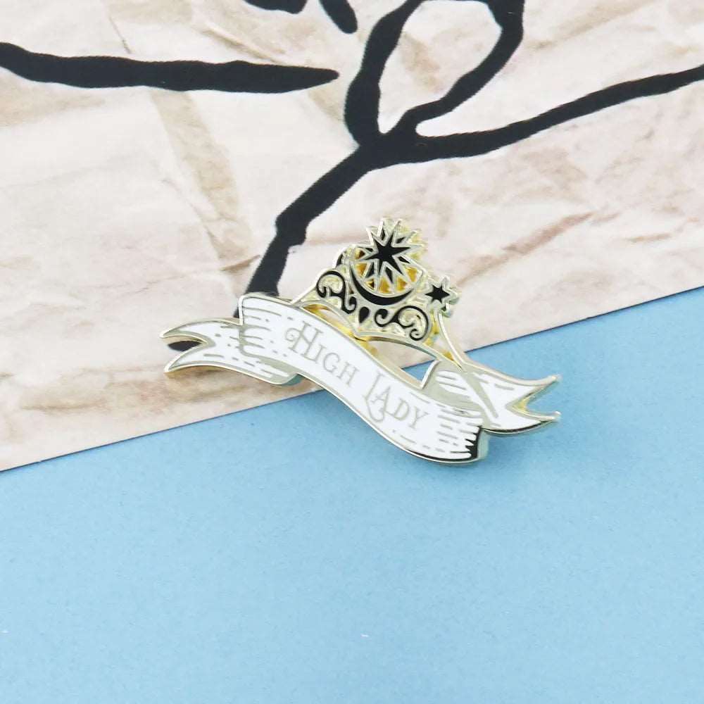 ACOTAR High Lady of the Night Court Feyre Archeron Gilded Black & White Brooch - ACOTAR -