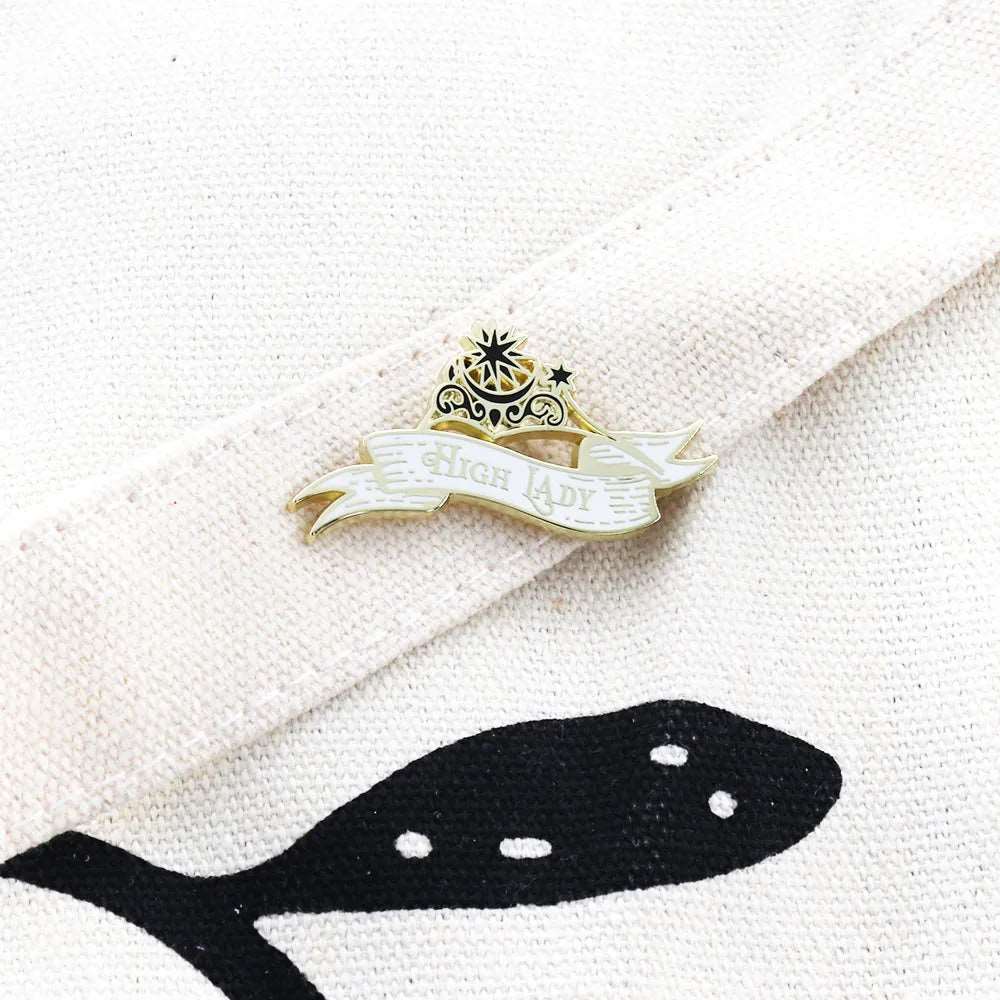 ACOTAR High Lady of the Night Court Feyre Archeron Gilded Black & White Brooch - ACOTAR -