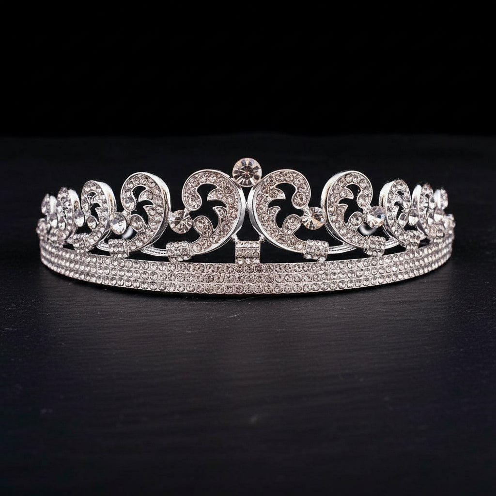 Baroque Princess of Wales Kate Middleton Bridal Wedding Rhinestone Tiara - Lovez Aqua© -