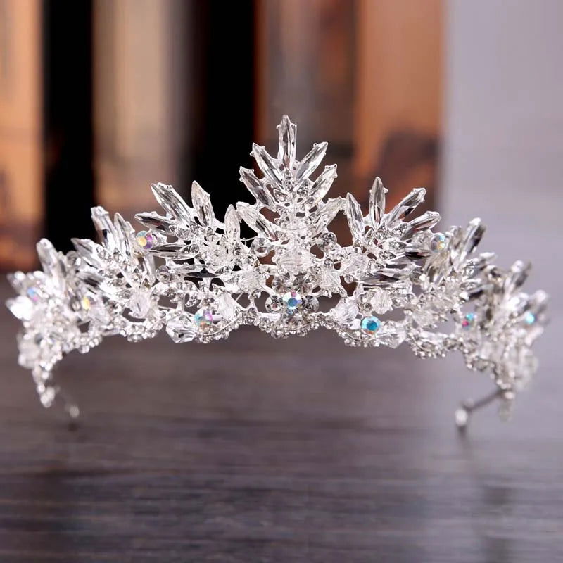 Black/White Baroque Gothic Crystal Gemstones Bridal Tiara - Lovez Aqua© - 4