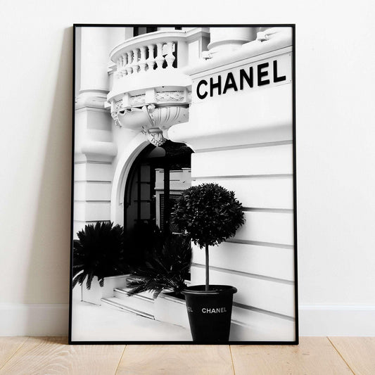 Chanel Monochrome Luxury Fashion Storefront Art Print Poster - Lovez Aqua© -