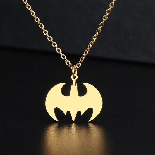 DC Comics Batman Bat Signal Stainless Steel Sweater Chain Necklace - Lovez Aqua© - Gold