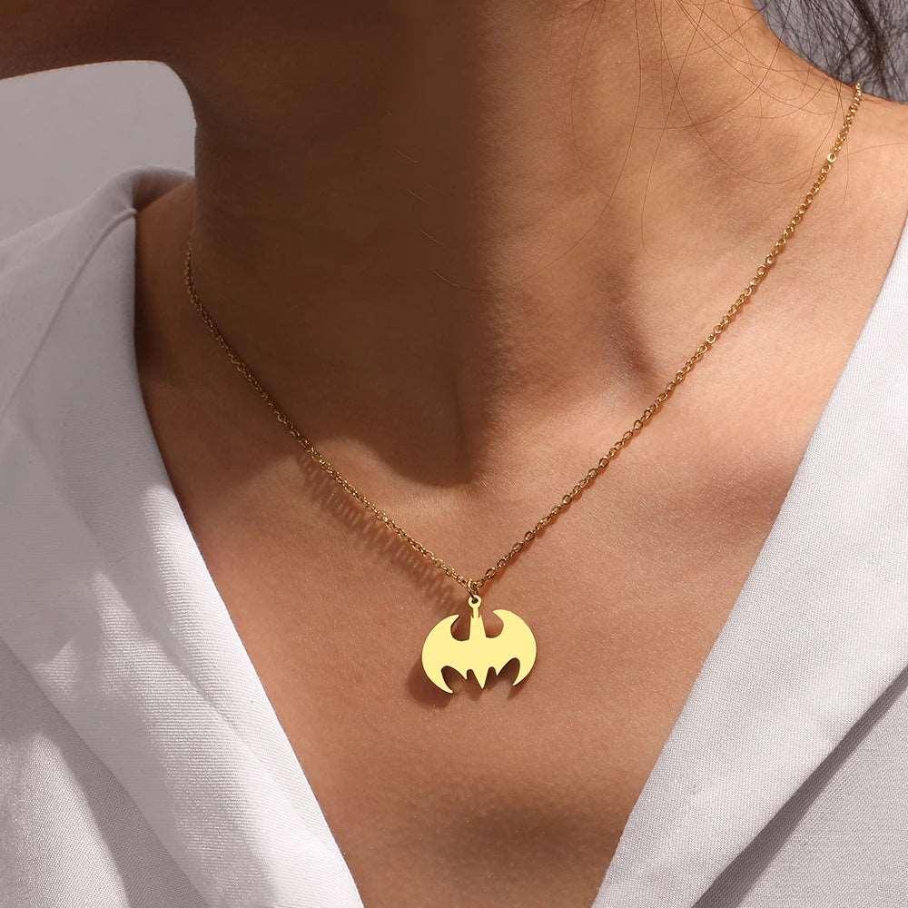 DC Comics Batman Bat Signal Stainless Steel Sweater Chain Necklace - Lovez Aqua© -