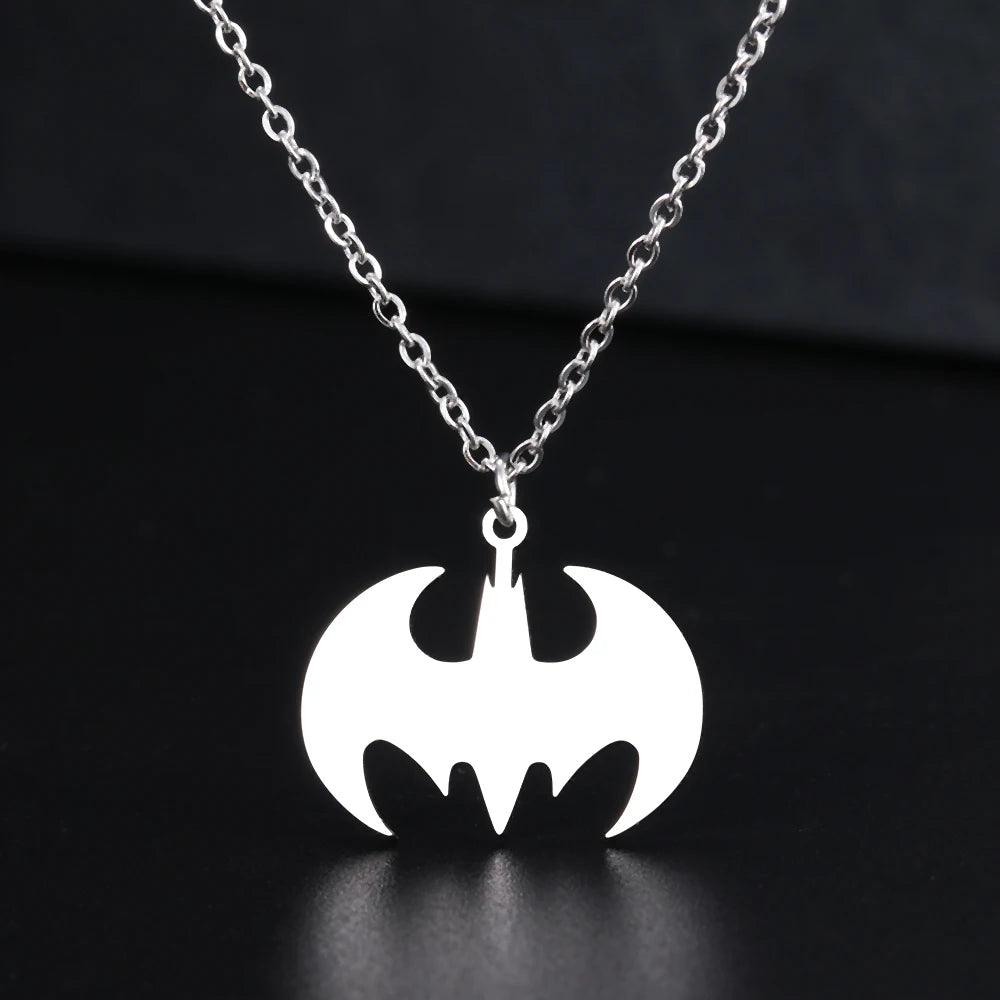 DC Comics Batman Bat Signal Stainless Steel Sweater Chain Necklace - Lovez Aqua© - Silver