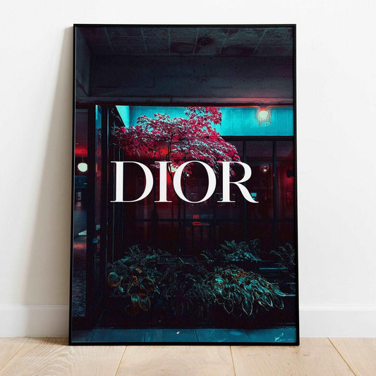 Dior Logo Modern Floral Abstract Art Print Poster - Lovez Aqua© -