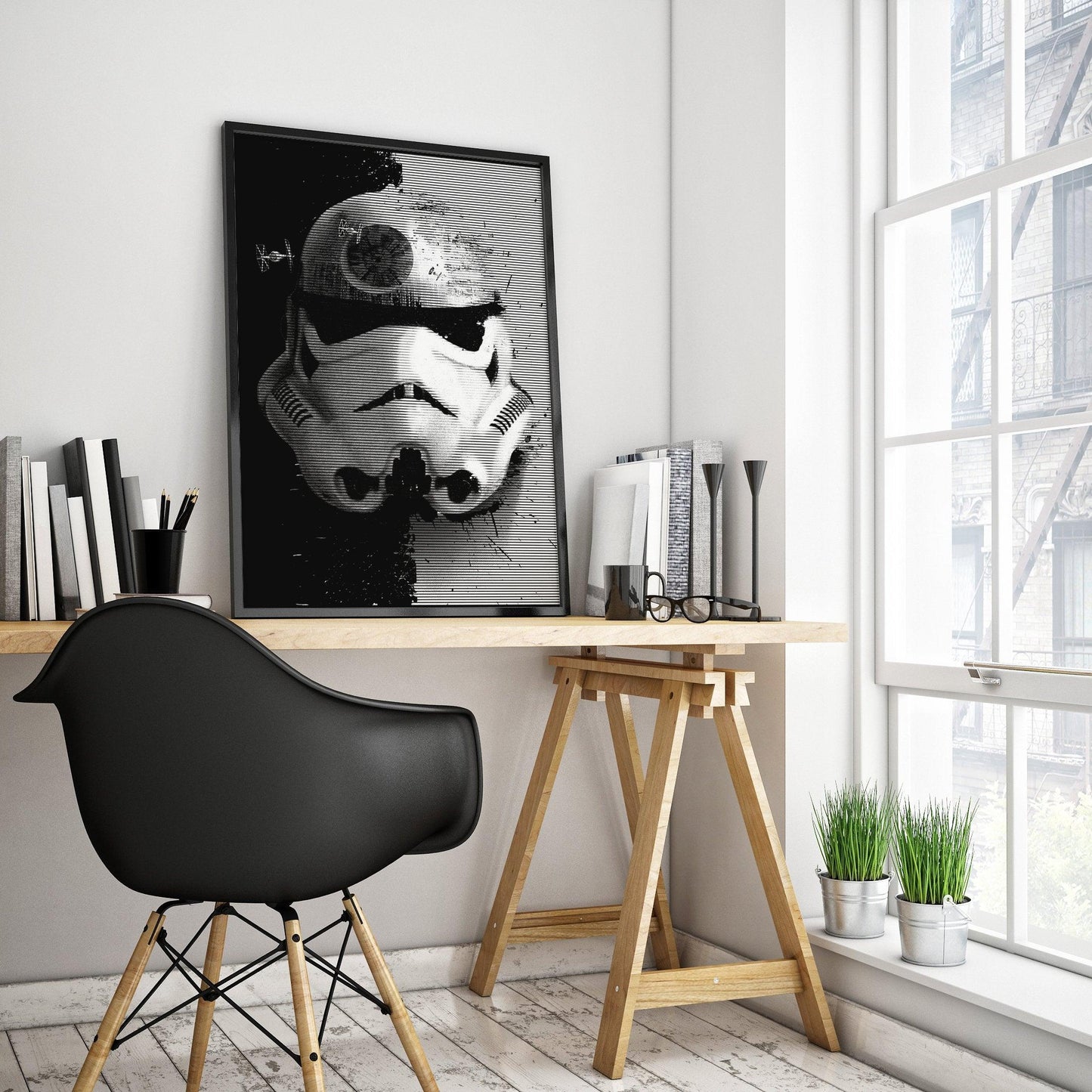Disney's Star Wars Stormtrooper Abstract Monochrome Art Print Poster - Disney -