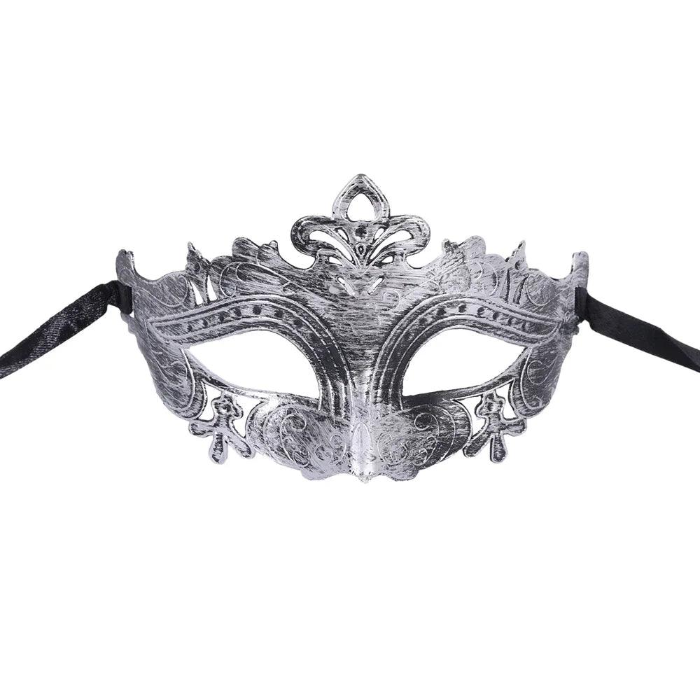Elegant Filigree Venetian Masquerade Mask with Metallic Finish - Lovez Aqua© - Style 04 sliver