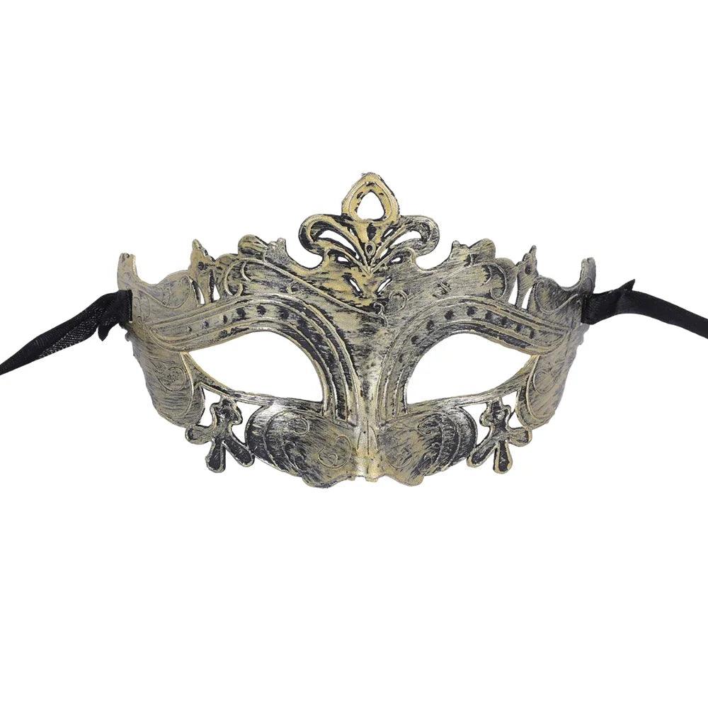 Elegant Filigree Venetian Masquerade Mask with Metallic Finish - Lovez Aqua© - Style 04 gold