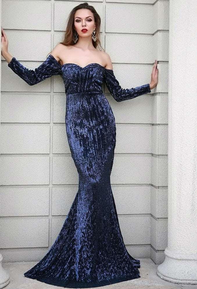 midnight mermaid dress Midnight Cascade One-Shoulder Mermaid Gown