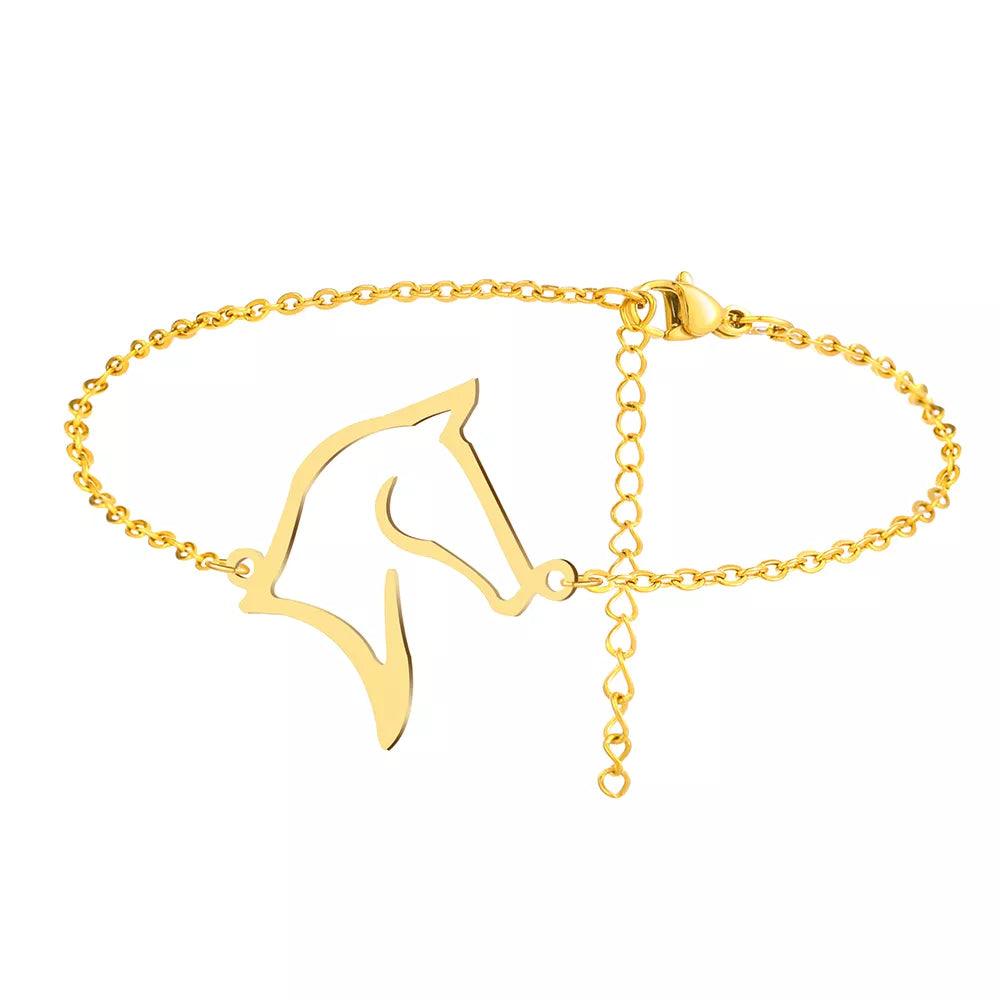 Equestrian Charm Bracelet With Intricate Horse Head Detail & Link Chain - Lovez Aqua© -
