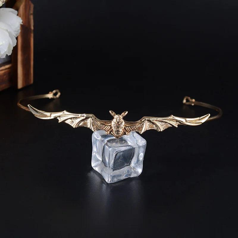 Gothic Baroque Gold or Silver-Plated Women's Bat Shaped Tiara Headpiece - Lovez Aqua© - Gold