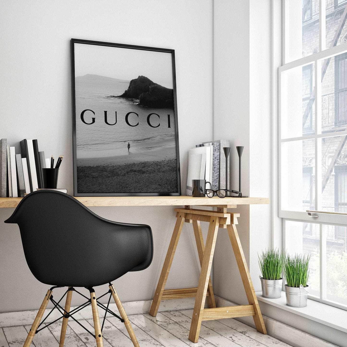 Gucci Monochrome Beach Landscape Art Poster Print - Gucci -
