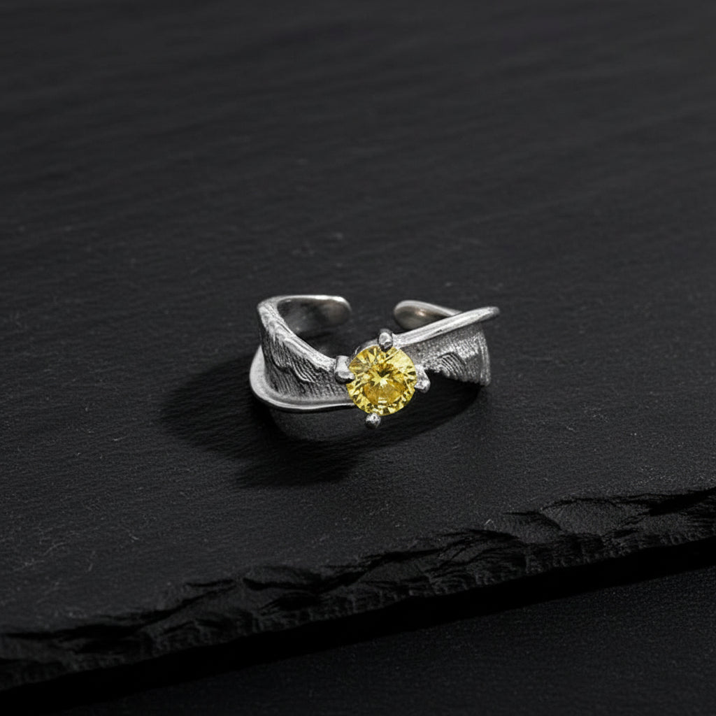 S925 Sterling Silver Harry Potter Golden Snitch Women's Ring with Yellow Zircon - Harry Potter -