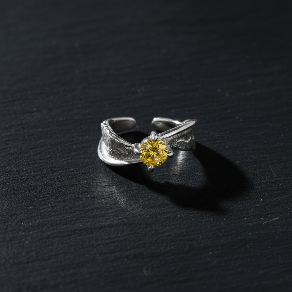 S925 Sterling Silver Harry Potter Golden Snitch Women's Ring with Yellow Zircon - Harry Potter -