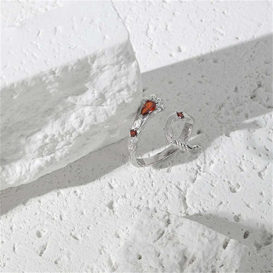 S925 Sterling Silver Harry Potter Gryffindor Lion Paw Ring with Red Zircon - Harry Potter -