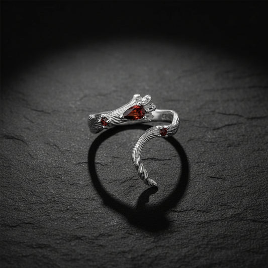 S925 Sterling Silver Harry Potter Gryffindor Lion Paw Ring with Red Zircon - Harry Potter -