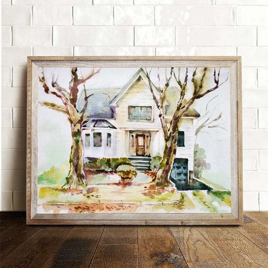 Twilight Saga Cullen Family Residence & Bella Swan's House Watercolor Art Print - Twilight -