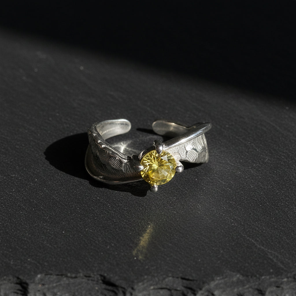 S925 Sterling Silver Harry Potter Golden Snitch Women's Ring with Yellow Zircon - Harry Potter -