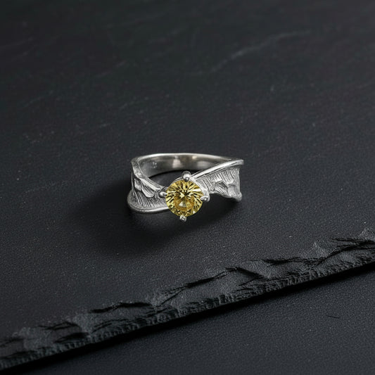 S925 Sterling Silver Harry Potter Golden Snitch Women's Ring with Yellow Zircon - Harry Potter -