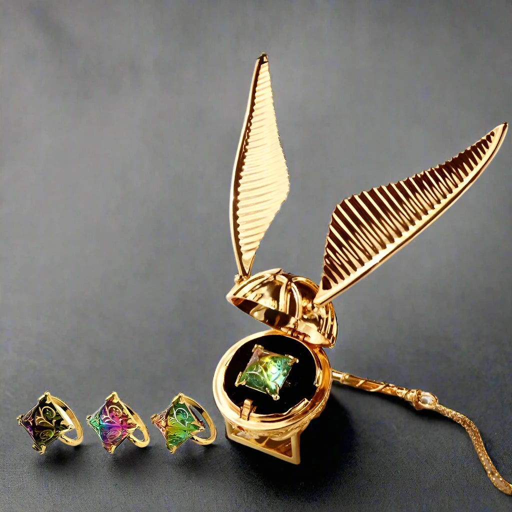 Harry Potter Golden Snitch Metal Engagement Ring Jewelry Box For Proposal - Harry Potter - D