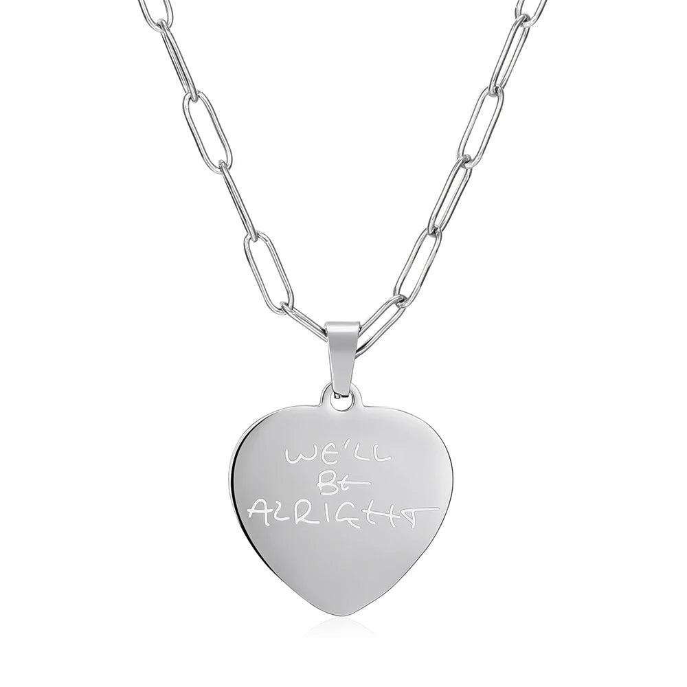 Harry Styles "We'll Be Alright" Fine Line Stainless Steel Pendant Necklace - Harry Styles - Silver