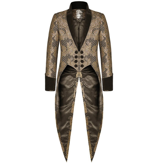 Regency Aristocrat Men’s Brocade Tailcoat Jacket – Renaissance Edwardian Embroidered Coat