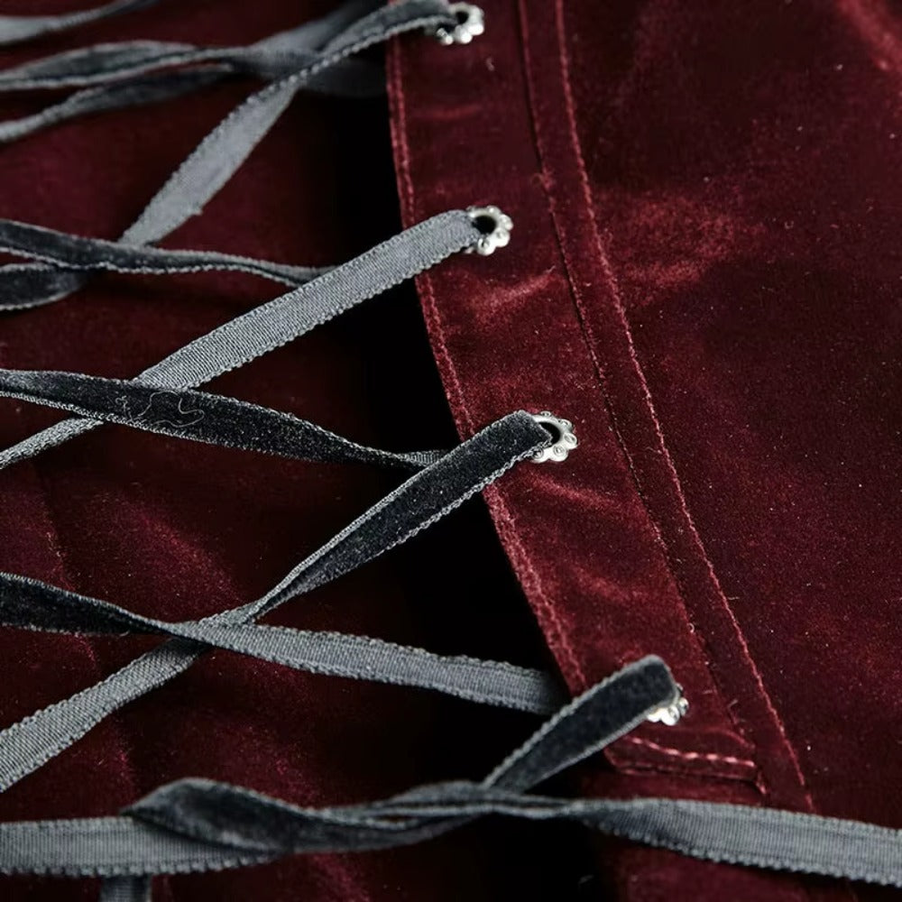 Men's Gothic Crimson Red & Black Embroidered Victorian Aristocrat Tailcoat Jacket