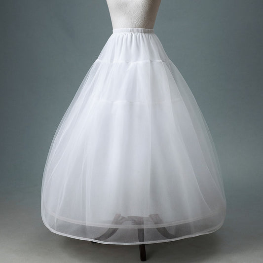 Women's White Six Layered Hoop-Free Long Petticoat for Dresses & Ball Gowns