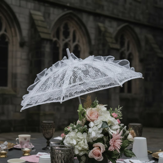 Victorian Floral Lace Parasol Women's Vintage Lolita Style Umbrella