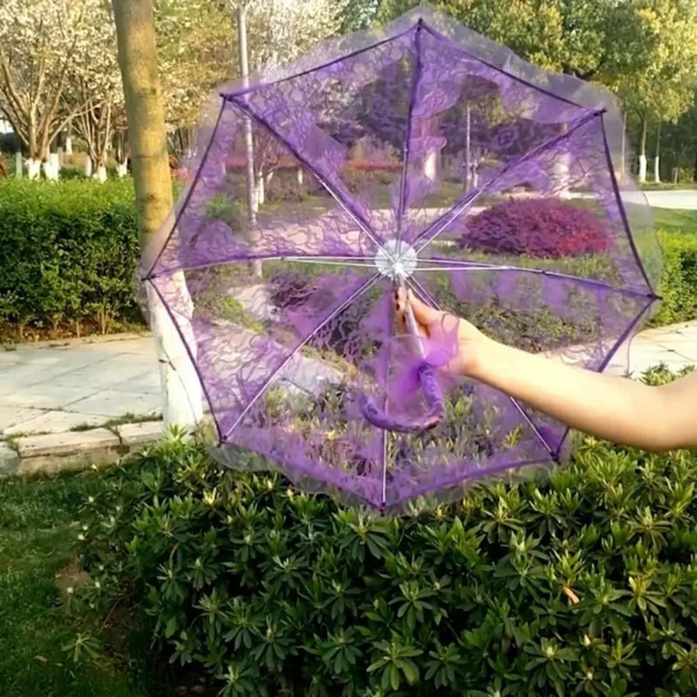 Victorian Floral Lace Parasol Women's Vintage Lolita Style Umbrella