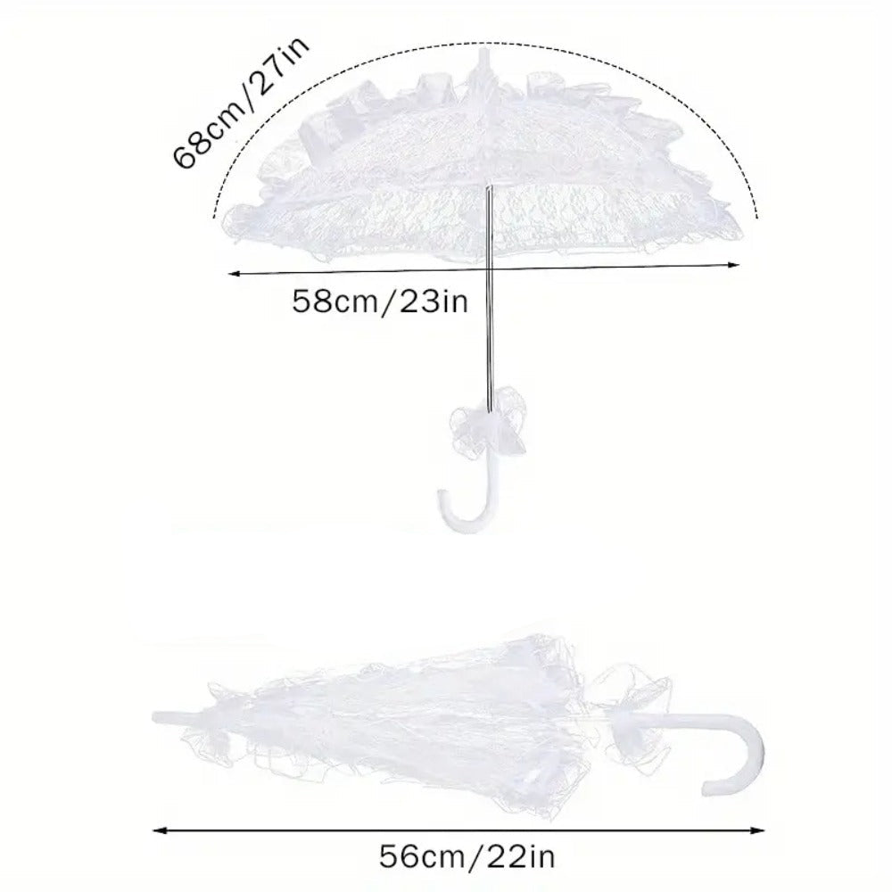 Victorian Floral Lace Parasol Women's Vintage Lolita Style Umbrella