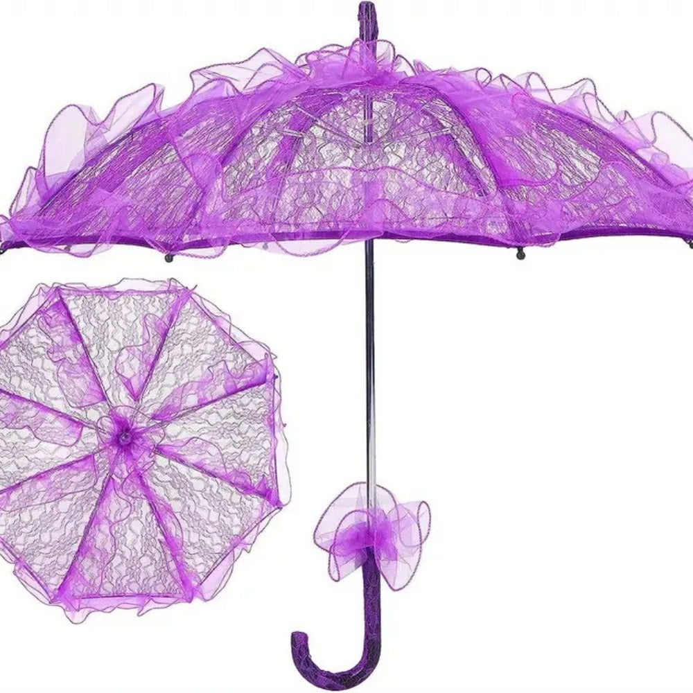 Victorian Floral Lace Parasol Women's Vintage Lolita Style Umbrella