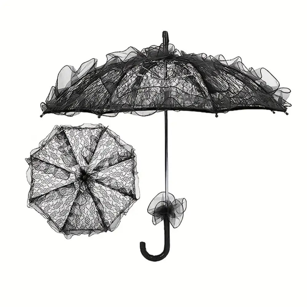 Victorian Floral Lace Parasol Women's Vintage Lolita Style Umbrella