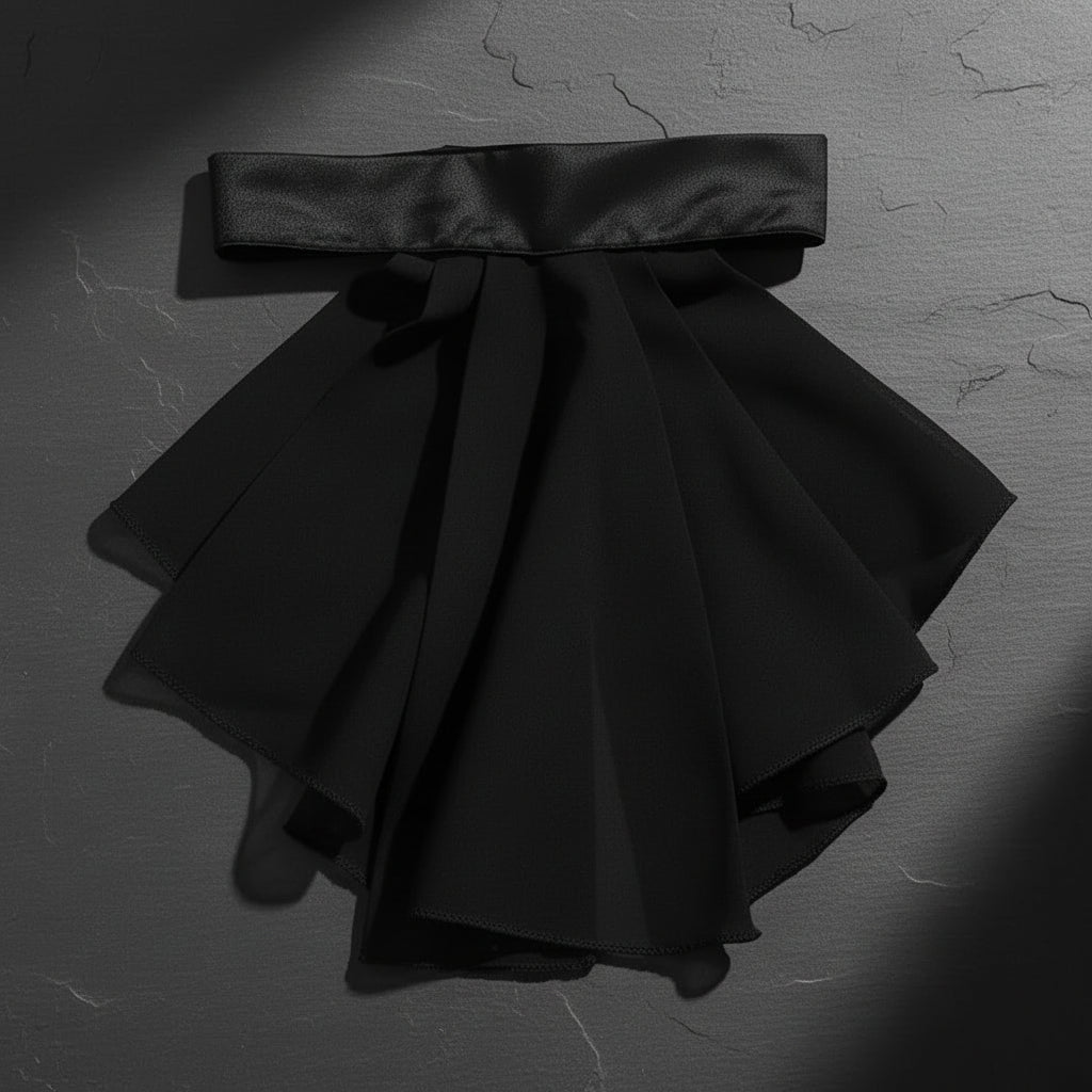 Victorian Ruffled Lace Jabot Collar with Brooch Detail