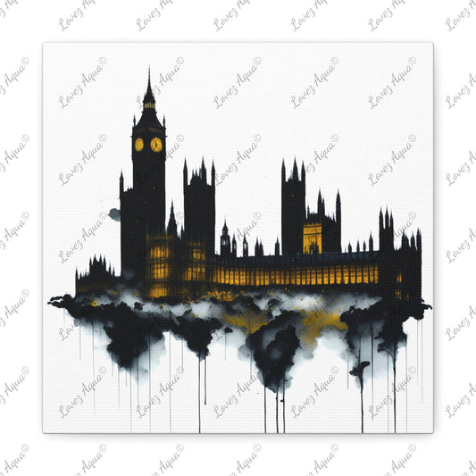 London Ben Big & Houses of Parliament Watercolor Painting Art Print - Lovez Aqua© - Lovez Aqua© - 12″ x 12″ / 1.25"