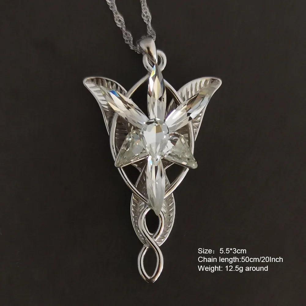 Lord of the Rings Real S925 Sterling Silver Arwen Evenstar Necklace - Lord of the Rings - Large Necklace Only