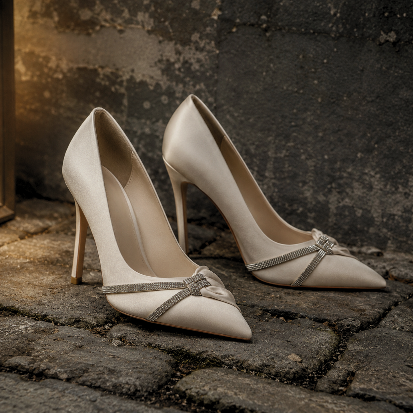 Luxury Rhinestone Bow Pointed Toe Women's Stiletto High Heels