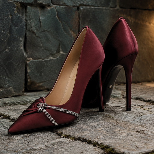 Luxury Rhinestone Bow Pointed Toe Women's Stiletto High Heels