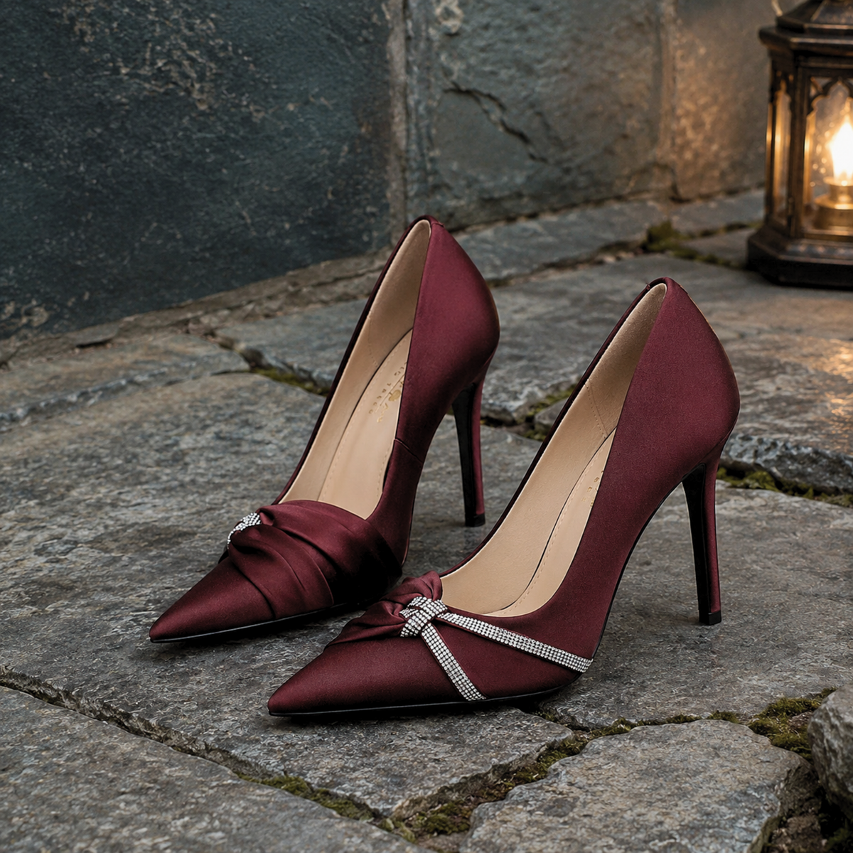 Luxury Rhinestone Bow Pointed Toe Women's Stiletto High Heels