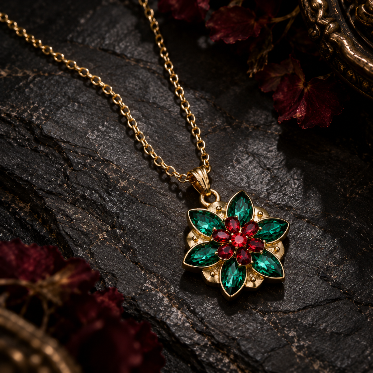 Anastasia necklace, Together in Paris necklace, Anastasia flower necklace, Anastasia 1997 jewelry, Anya Romanov necklace, Once Upon a December jewelry, Anastasia music box necklace, princess Anastasia jewelry, green crystal flower necklace, red and green pendant, animated movie jewelry, nostalgic 90s jewelry, fantasy princess necklace, gold floral pendant, vintage princess jewelry, Anastasia cosplay accessories, romantic movie jewelry, princess gift, emerald green rhinestone necklace, sentimental jewelry gi