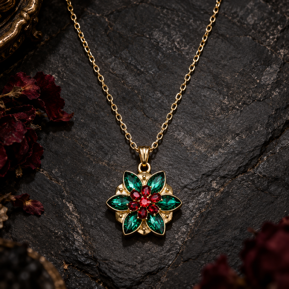 Anastasia necklace, Together in Paris necklace, Anastasia flower necklace, Anastasia 1997 jewelry, Anya Romanov necklace, Once Upon a December jewelry, Anastasia music box necklace, princess Anastasia jewelry, green crystal flower necklace, red and green pendant, animated movie jewelry, nostalgic 90s jewelry, fantasy princess necklace, gold floral pendant, vintage princess jewelry, Anastasia cosplay accessories, romantic movie jewelry, princess gift, emerald green rhinestone necklace, sentimental jewelry gi